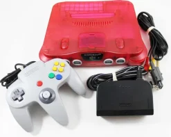 Nintendo 64 N64 Watermelon Red System & Gray Controller