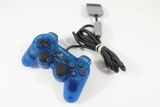 PS1 Original Dual Shock CLEAR BLUE Controller