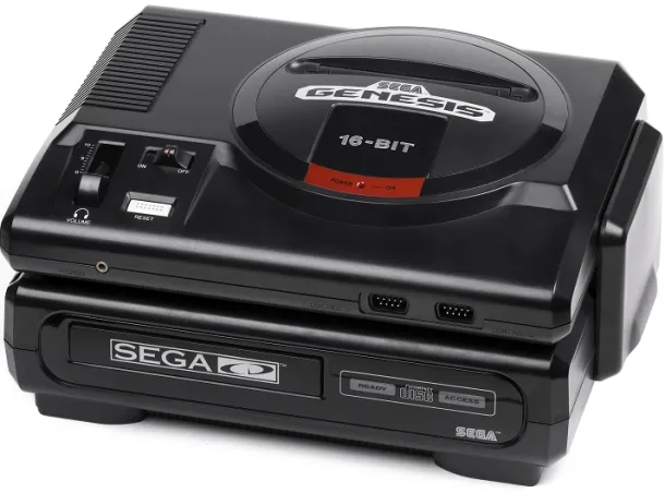 Sega Genesis V1 with CD System Attachment & 2 controllers