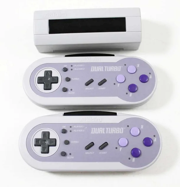 SNES Super Nintendo Acclaim Dual Turbo Wireless Controllers w/ Receiver
